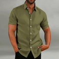 thumbnail image 1 of Men's Retro Solid Color Cotton Linen Shirts Casual Summer Loose Short Sleeve Lapel Shirt, 1 of 5