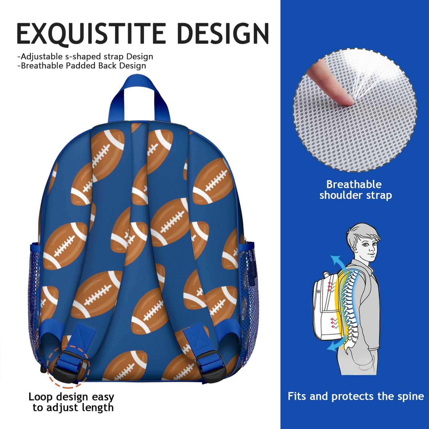 Breathable Padded Backpack for Kids - Spine-Friendly, Waterproof with Prints for Baseball and Basketball
