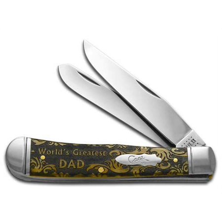 Case XX Knives World s Greatest Dad Antique Bone Trapper 1/500 Stainless Pocket Knife