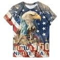 thumbnail image 4 of felwors 250th Anniversary Shirt Vintage American Flag Independence Day 250 Anniversary Shirt Women Short Sleeve Pullover Tshirts (Watermelon Red, S), 4 of 7