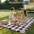 thumbnail image 4 of Valentine's Day Outdoor Rug 6x9 Ft - Reversible Patio Rug Outdoor Camping Rugs, Spring Roses Pink Bows Black White Plaid Indoor Outdoor Area Rugs, Non-Slip Outdoor Carpet Runner for Deck/Porch, 4 of 8