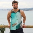 thumbnail image 6 of Logiee Turquoise Beach Kayaking Print Men's Workout Tank Top,Quick Dry Workout Tank Top,Gym Muscle Tee,Fitness Bodybuilding Sleeveless T Shirt-Large, 6 of 7
