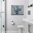 thumbnail image 5 of Daisy Bathroom Wall Art Christian Flower Wall Decor Religious Blue Daisy Butterfly Pictures Rustic Blue Flower Canvas Painting Framed Artwork for Living Room Bathroom Bedroom 16"x12", 5 of 6