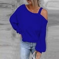 thumbnail image 2 of ShomPort Womens Fall Fashion Long Sleeve One Shoulder Tops Solid Color Lantern Long Sleeve Blouse Shirt, 2 of 5