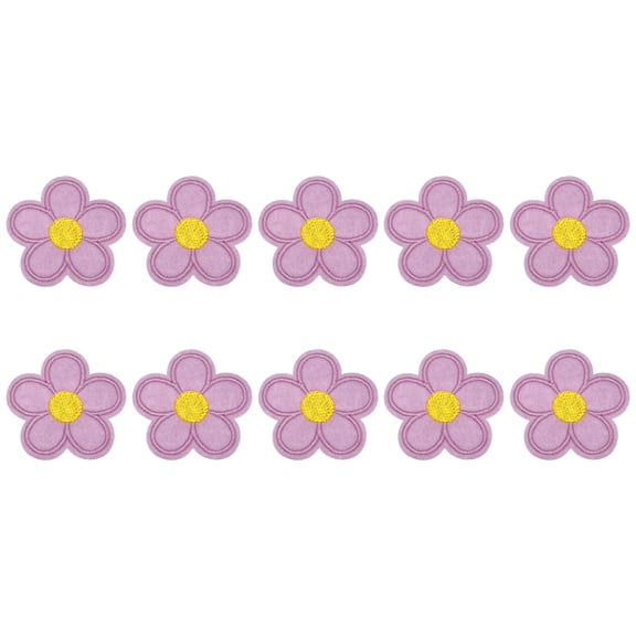 Uxcell 10Pcs Flower Iron on Patches Peach Red Embroidered Patches Applique,1.97Inch