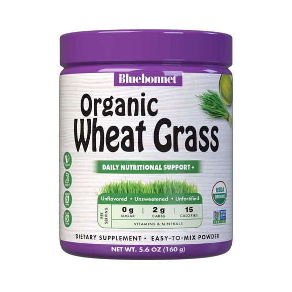 Bluebonnet Organic Wheatgrass Powder, Nutrional Support*, 35 Servings, 5.6 Oz Unflavored