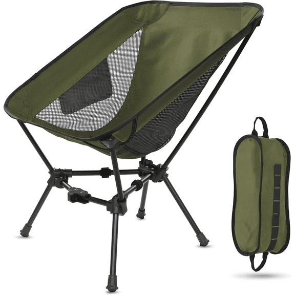 Lightweight Folding Camping Chair, Portable Foldable Compact for Outdoor Camp, Travel, Beach, Picnic, Festival, Hiking, Backpacking, Supports 330Lbs (Green)