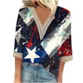 thumbnail image 2 of HADST Womens Blouses 3/4 Sleeve - 4th of July Shirts V Neck 3/4 Sleeve Tops Chiffon Blouses for Women, 2 of 5