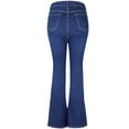 thumbnail image 2 of 2Luver, Women's, High Waist Rise Flare Straight 5 Pockets Comfy Jeans Zip Button Closure, Dark Blue, 7, 2 of 2