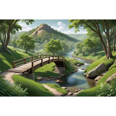 Spring Gre Nature Landscape Photography Backdrop Wild Bridge River Rustic Background Party ration Photocall Props