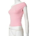 thumbnail image 6 of Women'S Off Shoulder Double Lined Crop Tops 2025 Going Out Sleeveless Asymmetrical Y2k Tops Pink M, 6 of 7