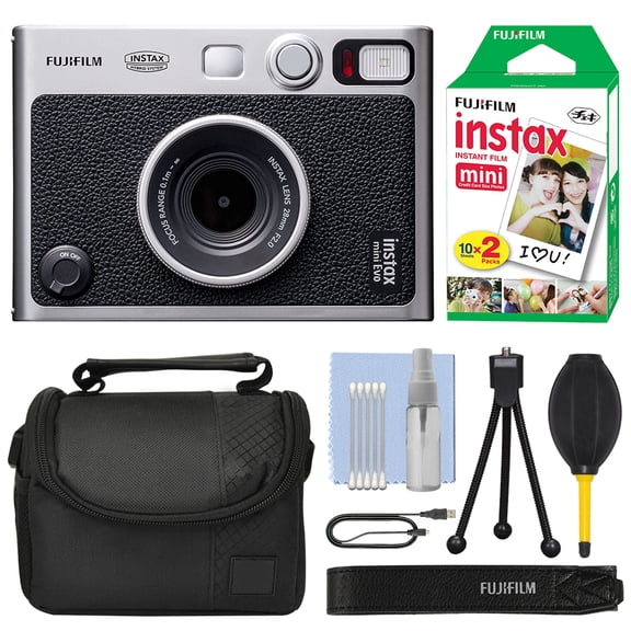 FUJIFILM INSTAX MINI EVO Hybrid Instant Camera Black   20 Film Bundle