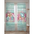 thumbnail image 5 of Sheer Curtains 96 Inches Long 2 Panels Set for Living Room, Pink Starfish Ocean Semi Sheer Curtains for Windows, Coastal Conch Green Wood Plank Farm Voile Window Treatments Rod Pocket Curtain, 5 of 7