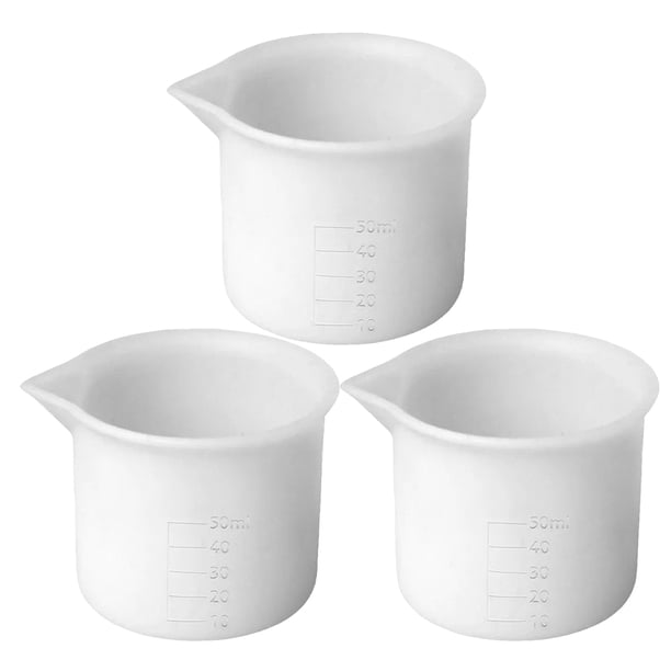3 tazas medidoras de silicona con escala para hornear resina epoxi, reutilizables, de 50 ml