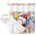 thumbnail image 2 of Baseball Sports, No Hook Shower Curtain Waterproof, Bathroom Curtains with Snap in Liners and See Through Top Window, Minimalist Geometric Smear Art Hotel Style Bathtub Curtains Shower 72"Wx78"L, 2 of 8