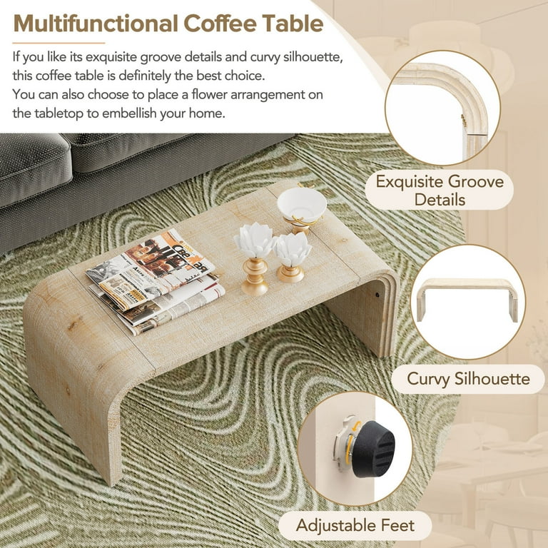 Retro Log Style Coffee Table with Curved Art Deco Design Retro Log Style Coffee Table with Curved Art Deco Design