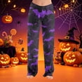 thumbnail image 2 of Zorvxlyn Halloween Women Fleece Pajamas Ghost Pumpkin Spider Web Graphic Women's Pajamas Pants Drawstring Elastic Waist Women's Warm Plush Fleece Pajama Pants, 2 of 7