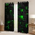 thumbnail image 2 of Black Green Curtains & Drapes 42"Wx63"L Geometric Check Grid 30%-50% Blackout Curtains For Bedroom Living Room,Stereoscopic Abstract Square Window Curtains Neon Plaid Curtains 2 Panels, 2 of 6