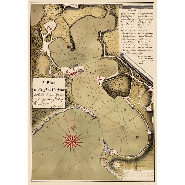 English Harbour Antigua Talbot 1745 23.00 x 32.79 Glossy Satin