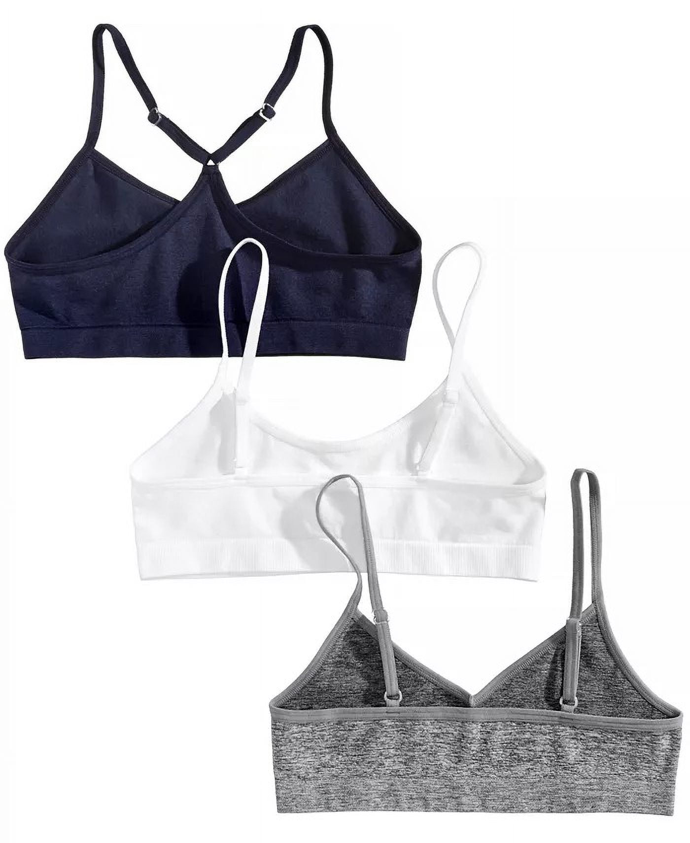 Maidenform HEATHER GREY/WHITE/BLUE NIGHTS Girls 3-Pk. Seamless Bras, US Small