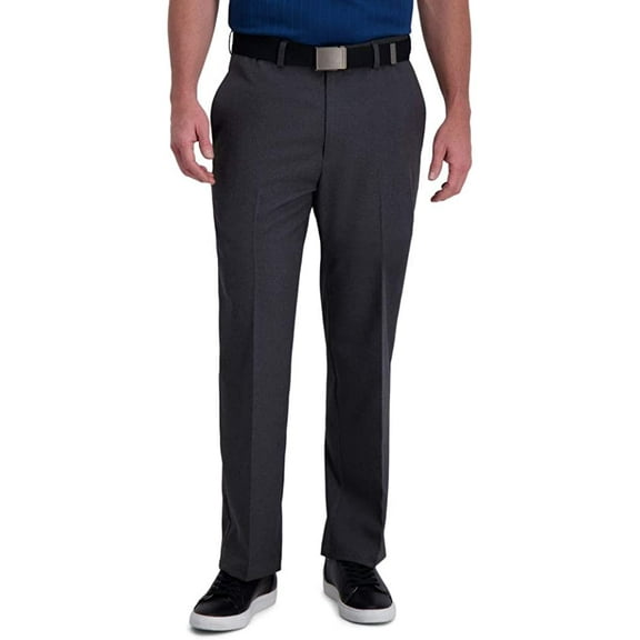 Men's Haggar® Cool Right® Performance Flex Classic-Fit Flat-Front Pants Color: Dark Gray Heather Size: 38X29