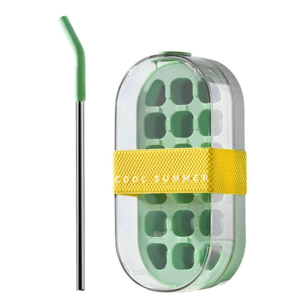 Botella para cubitos de hielo: botella portátil con pajita y fácil liberación | Vaso multifuncional a prueba de fugas para zumos, café y bebidas, ideal para viajes al aire libre y gadgets