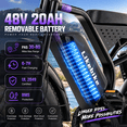 thumbnail image 4 of Electric Bike for Adults, 749W Motor, 48V 20Ah Battery, 27MPH, Age Range 18+ Years, 20" Fat Tire, UL2849, 4 of 9