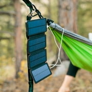 QuadraPro Solar Power Bank - 5.5W Solar 4-Panel Wireless Cell Phone Charger Compatible with iPhone, Android, Dual USB Power Bank Battery & Flashlight, Magnetic Mounts, Hanging Loops & Carabi