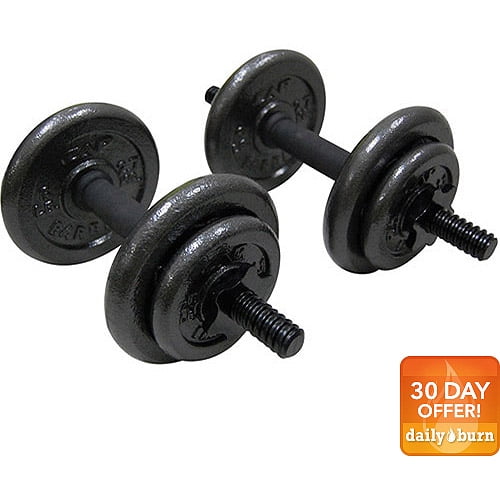 Fast Total 40 Lbs 4 CAP Iron Barbell Standard 1 Inch Grip 10 Lbs Weight Plates