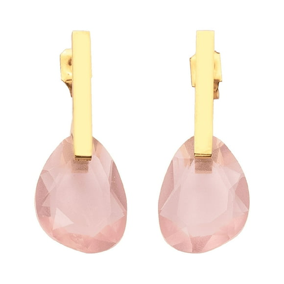 Aretes Mujer con Cristal Rosa Verde Esmeralda o Morado Amatista LuckyLy Acero Inoxidable Modelo Amber UNITALLA