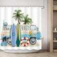 thumbnail image 2 of Surf RV Fabric Shower Curtain Set for Bathroom Decor 72Wx72H Inch Beach Coastal Theme Bath Accessories for Men Boys Tropical Palm Trees Pattern Camping Car Bathtub 12 Pack Plastic Hooks, 2 of 5