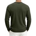 thumbnail image 3 of biudgviw Henley Shirts for Men Long Sleeve Ribbed Knit Button T-Shirt Casual Stylish Loose Fit Tops Fall Clothes Comfy Undershirts(Army Green,Small), 3 of 5