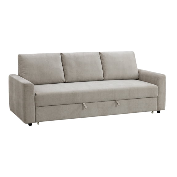 Eira Sofa with Fold Out Sleeper Full Size Bed, Beige Linen, 89 Inch