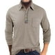 thumbnail image 1 of Blusa y camisa de manga larga con cuello vuelto para hombre, informal, a la moda, de color liso, transpirable, de manga larga, con cuello vuelto, de poliéster., 1 of 5