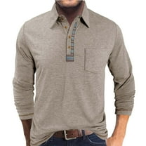 Jalioing Men's Casual Long Sleeve Shirts Button Collared Golf Shirts Business Fashion Tops with Pocket