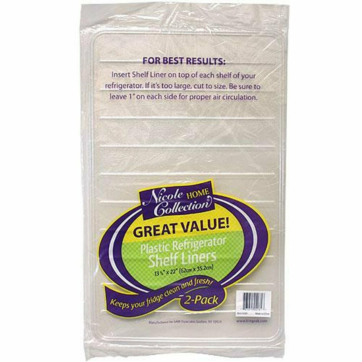 Nicole Home Collection Disposable Plastic Refrigerator Shelf Liners (4
