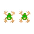thumbnail image 2 of SmartBy 1/2 Pairs Frog-Shaped Earrings Sparking Rhinestones Inlaid Cartoon Enamel Alloy Ear Clips Jewelry Accessories, 2 of 6