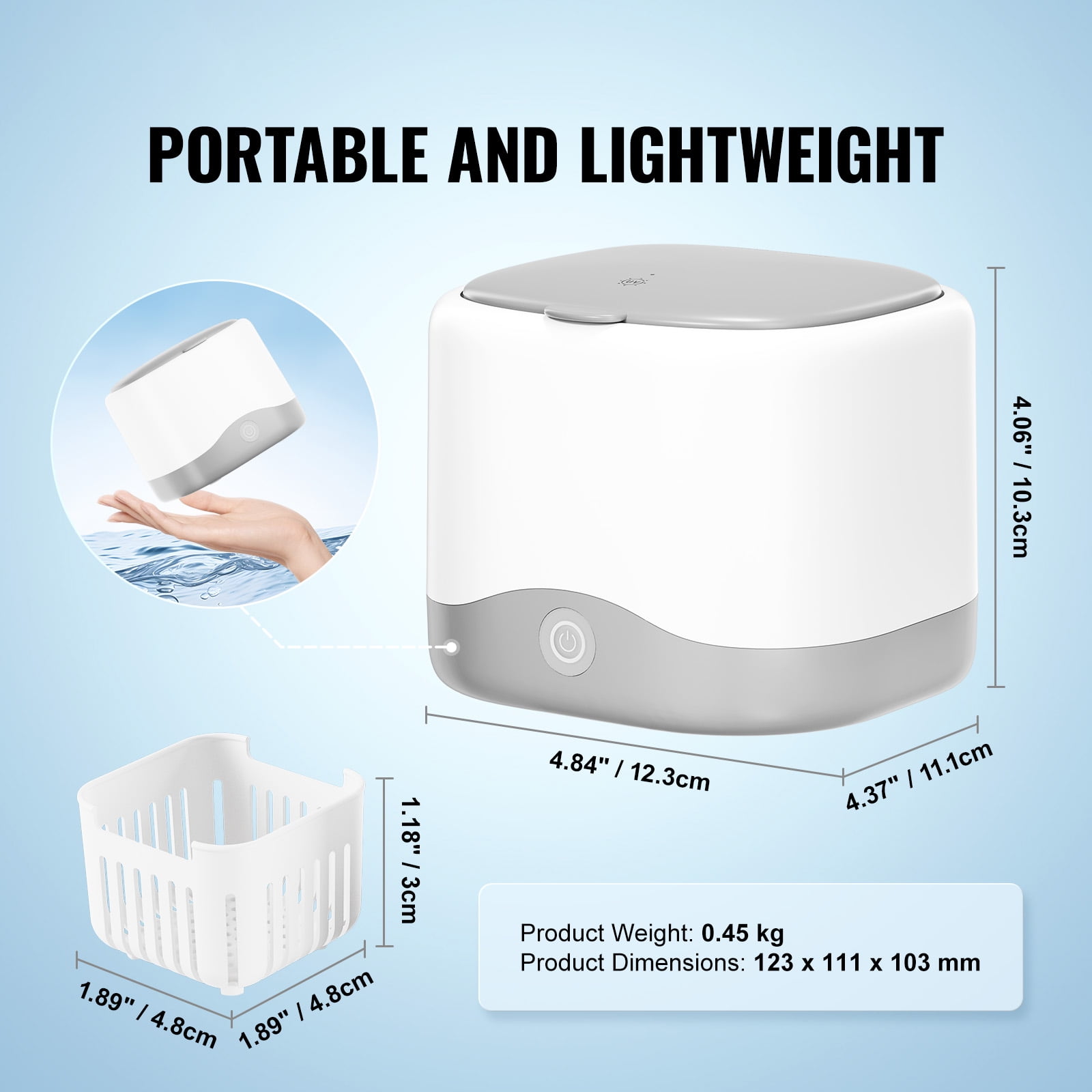 KFFKFF Sonic Wash Device, 200ML Capacity for Dental Care, UV Sanitization, 30W Power for Cleaning Dentures, Aligners, Braces, Mouthpieces, Toothbrush and Shaver Attachments, Jewelry