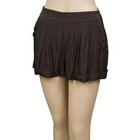 Lush Pleated Womens Shorts Espresso Brown Size S ~