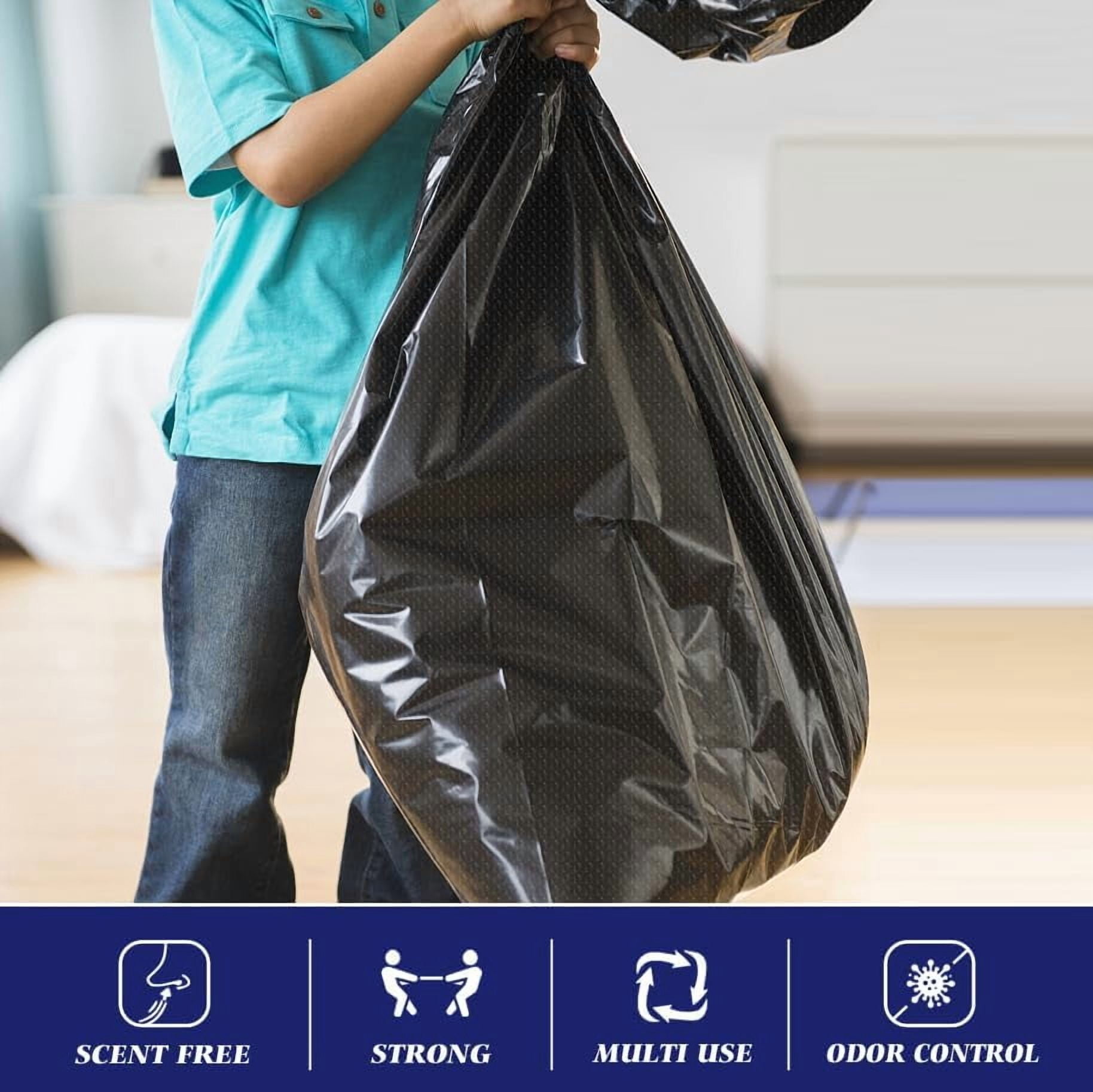 30-33 Gallon 100 Counts Large Trash Bags w/Ties Black Garbage Bags, Large Trash Can Liners for Home,Kitchen,Office,All Purpose Light Residential or Commercial Waste,Outdoor Lawn and Leaf Bags