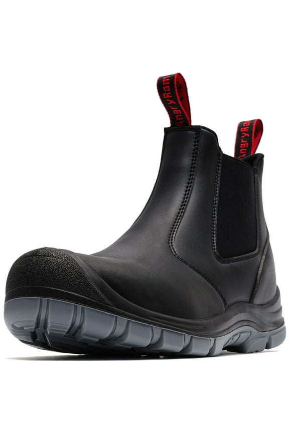 Steel Toe Slip on Work Boots for Men Waterproof Slip Resistant Fire Station Mechanic Boots Comfortable Construction Chelsea Safety Shoes