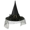 thumbnail image 1 of Sombreros de Halloween, sombrero de encaje de bruja, sombrero ancho acorralado para fiesta de festival, sombrero de poliéster para mujer, 1 of 2