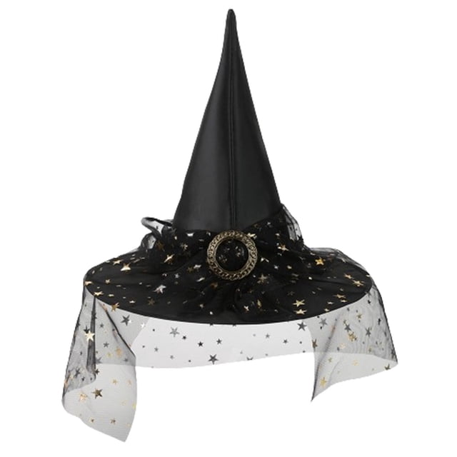 Sombreros de Halloween, sombrero de encaje de bruja, sombrero ancho acorralado para fiesta de festival, sombrero de poliéster para mujer