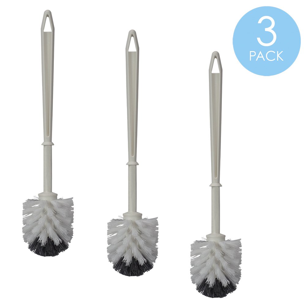 HB Plastic Toilet Brush with Sturdy Bristles, White