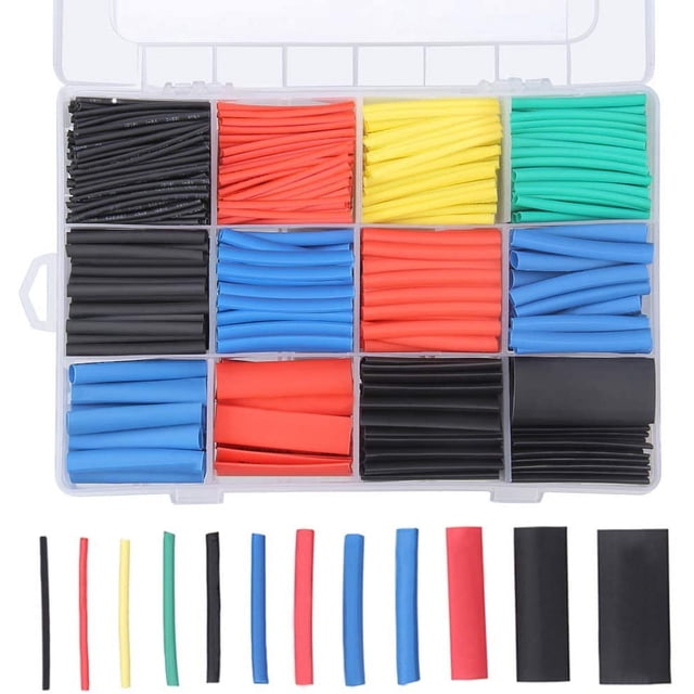 750 Piezas de Tubos Termocontraíbles, Tubo de Cable de Envoltura Termocontraíble de Aislamiento Eléctrico, Relación de Contracción 2:1, 5 Colores, 12 Tamaños