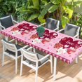 thumbnail image 2 of Pink Valentines Day Table Cloths for 8 Foot Rectangle Tables, Love Hearts Romantic Farmhouse Patio Waterproof Elastic Fitted Tablecloths, Washable Rectangular Table Cover for Camping, 2 of 8