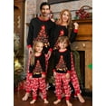 thumbnail image 2 of Family Matching 2Pcs Pajamas Sets Black Long Sleeve Christmas Tree Print Tops + Letter Print Pants, 2 of 3