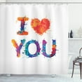 thumbnail image 1 of Ambesonne I Love You Shower Curtain, Watercolor Phrase, 69"Wx84"L, Multicolor, 1 of 3