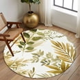 thumbnail image 2 of Round Rug 6Ft Washable Non-Slip, Brown Green Leaves Circle Area Rugs for Living Room Bedroom, Summer Botanical Farmhouse Watercolor Leaf Indoor Floor Mats Carpet Runner for Home Decor Aesthetic, 2 of 8