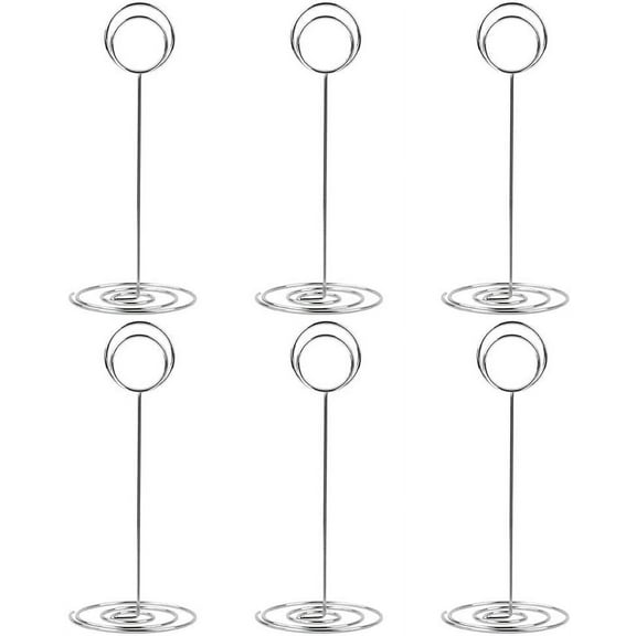 10 Pack 8.75 inch Tall Table Number Holder Place Card Holder Table Picture Holder Wire Photo Holder Clips Picture Memo Note Photo Stand (Silver)